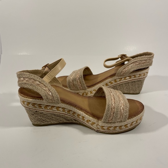 Women’s Size 10 Open Toe Espadrille Ankle Strap Wedge Sandals, Beige, New - Picture 4 of 8